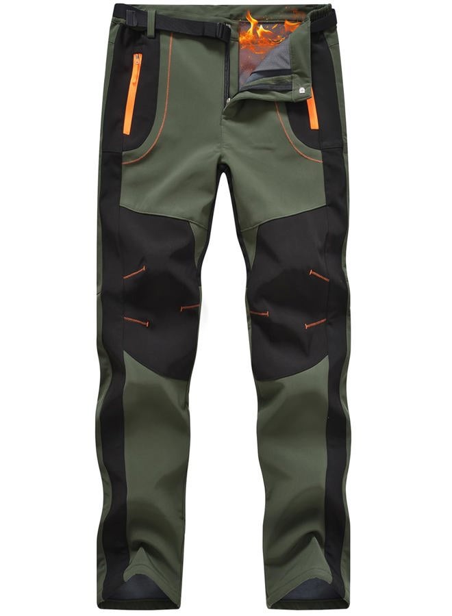 Rdruko Men's Snow Ski Pants Waterproof Insulated Winter Hiking Snowboard Fleece Lined Pants with Belt, Army Green, S - Image 1