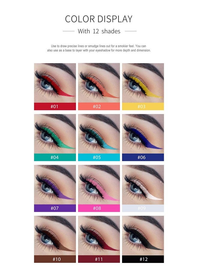 Bestland BestLand 12 Colors Matte Liquid Eyeliner Set Rainbow Colorful Neon Eyeliner Pencil Pigmented Waterproof Smudgeproof Long Lasting Gel Eye Liner Christmas Makeup Gift Kit for Women (Set E)  - Image 2