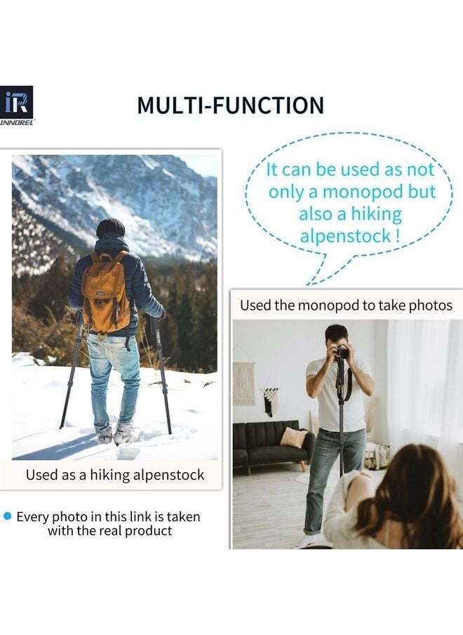 RM285A Camera Monopod Professional Portable 5-Section Compact Travel Aluminum Alloy Monopod for Canon Nikon Sony DSLR Camera Video Camcorder DV Photography Bracket Load 22lbs/10kg
