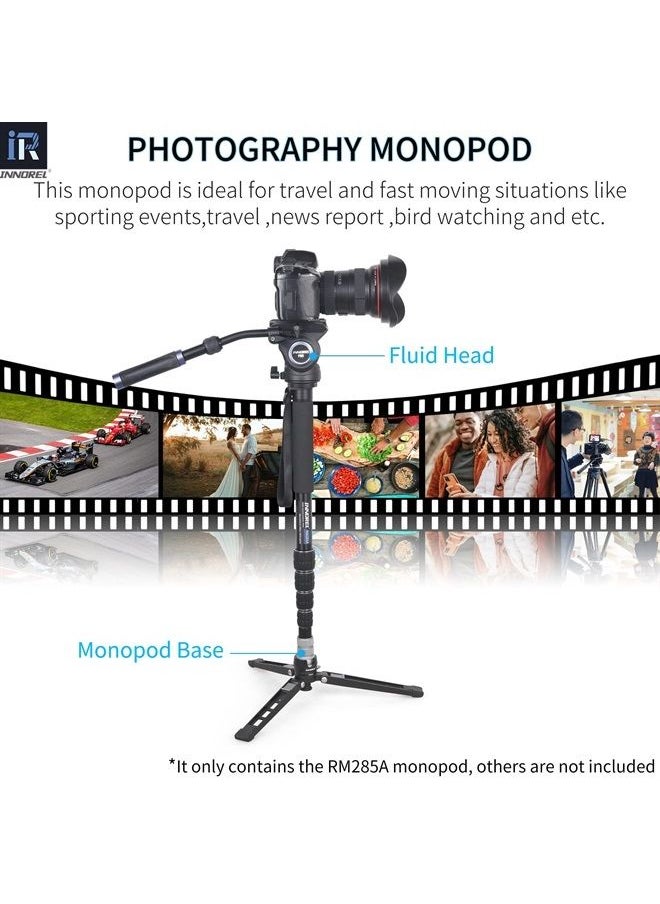 RM285A Camera Monopod Professional Portable 5-Section Compact Travel Aluminum Alloy Monopod for Canon Nikon Sony DSLR Camera Video Camcorder DV Photography Bracket Load 22lbs/10kg