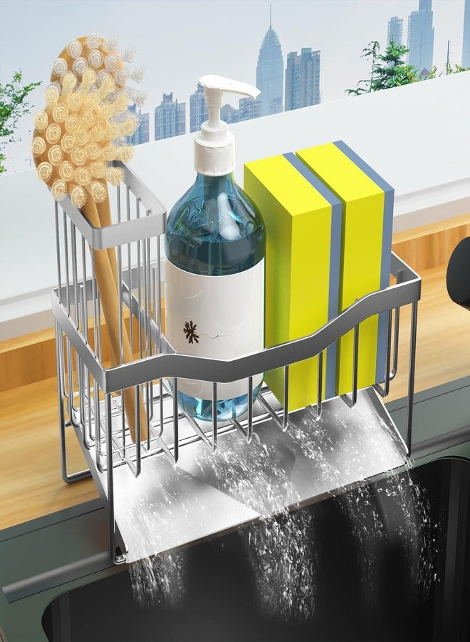 Fssvcd Maifan Sink Caddy Sponge Holder for Kitchen Sink with Brush Holder and Stainless Steel Self Drain Tray, Rustproof Kitchen Sink Organizer for Sponge, Soap Dispenser Storage Kitchen Accessories - Image 1