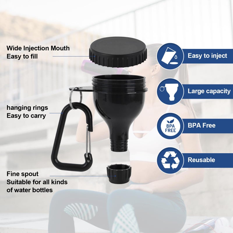 OUMASK 2 Pcs Protein Powder Container, Protein Powder Travel Container, Protein Powder Container to Go, Pre Workout/Gym Supplemen Keychain (Black, 50ml) - Image 3