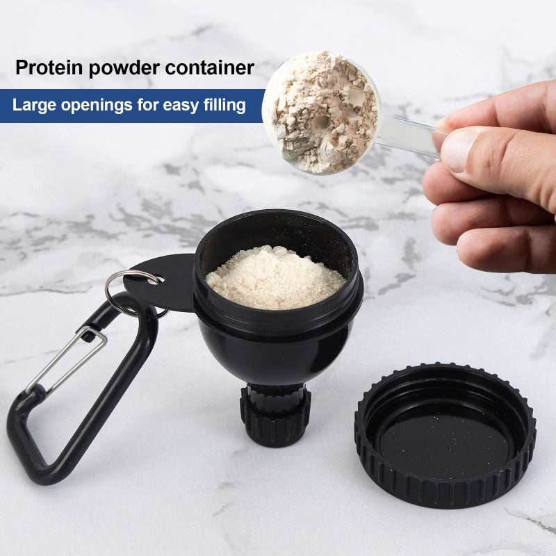OUMASK 2 Pcs Protein Powder Container, Protein Powder Travel Container, Protein Powder Container to Go, Pre Workout/Gym Supplemen Keychain (Black, 50ml) - Image 4