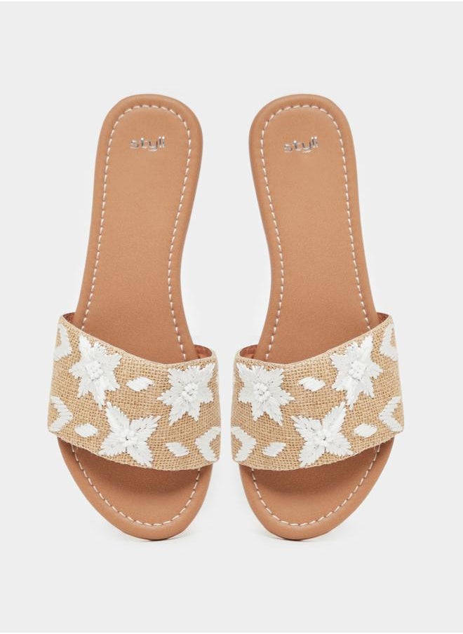 Styli Embraided Open Toe Flat Sandals  - Image 5
