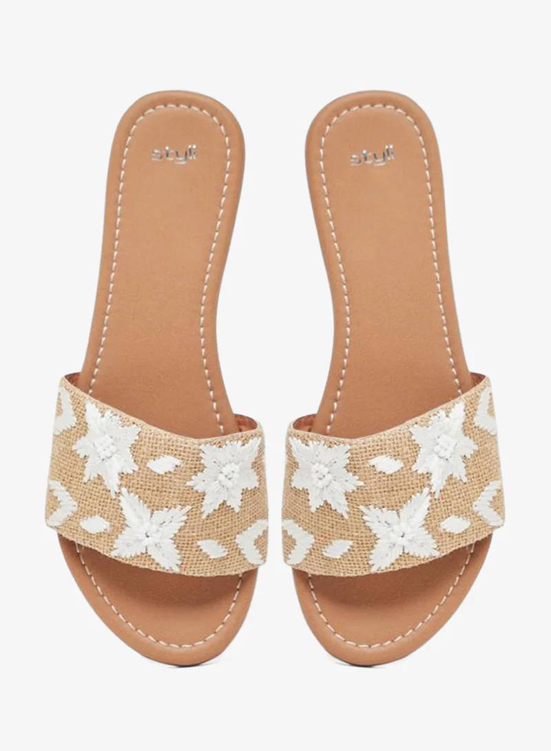 Styli Embraided Open Toe Flat Sandals