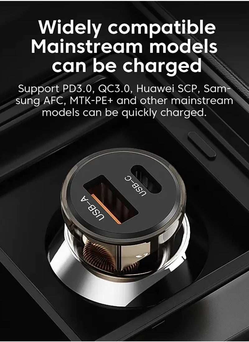 ALFY & CO Fast Car Charger PD 30W QC 3.0 Power Adapter iPhone 15 Car Charger Fast Charging Samsung 25W Car USB Plug for Samsung, iPhone, iPad Pro/Air, Huawei, Oneplus, Xiaomi, etc Transparent  - Image 3