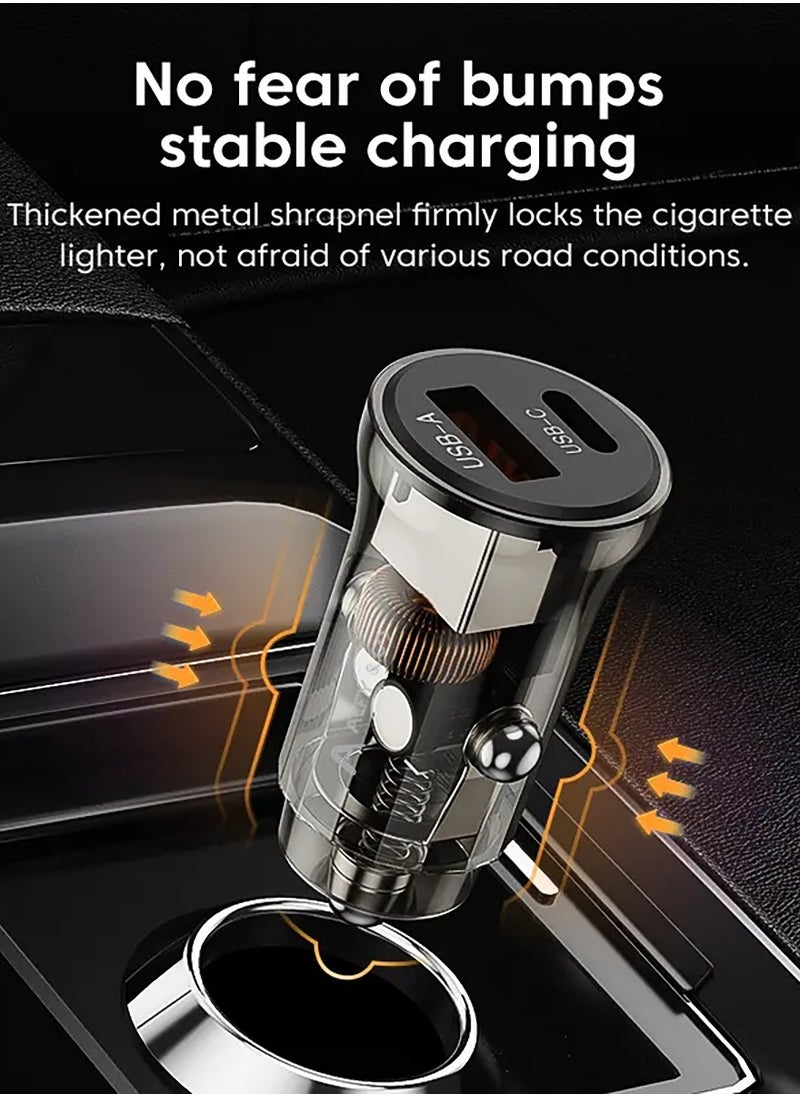 ALFY & CO Fast Car Charger PD 30W QC 3.0 Power Adapter iPhone 15 Car Charger Fast Charging Samsung 25W Car USB Plug for Samsung, iPhone, iPad Pro/Air, Huawei, Oneplus, Xiaomi, etc Transparent  - Image 5