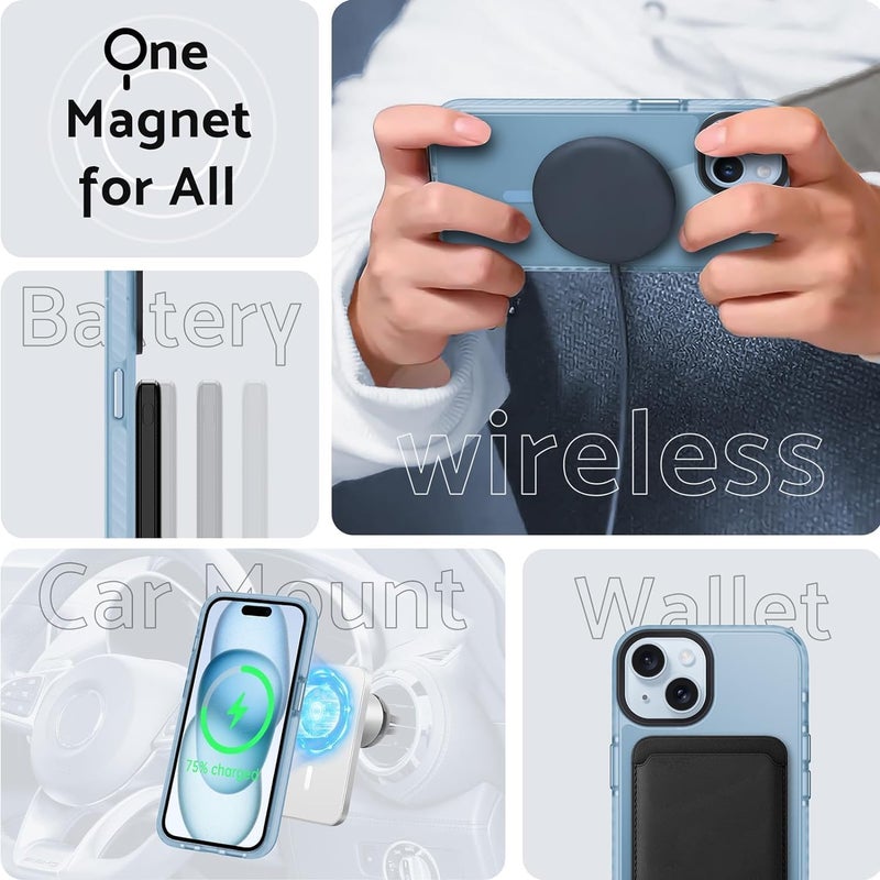 Mobistyle Polycarbonate iPhone 15 Cover, Compatible With Magsafe, Military Grade Drop Protection, Translucent Matte Back Cover Case Designed For iPhone 15 (Black) - Image 4