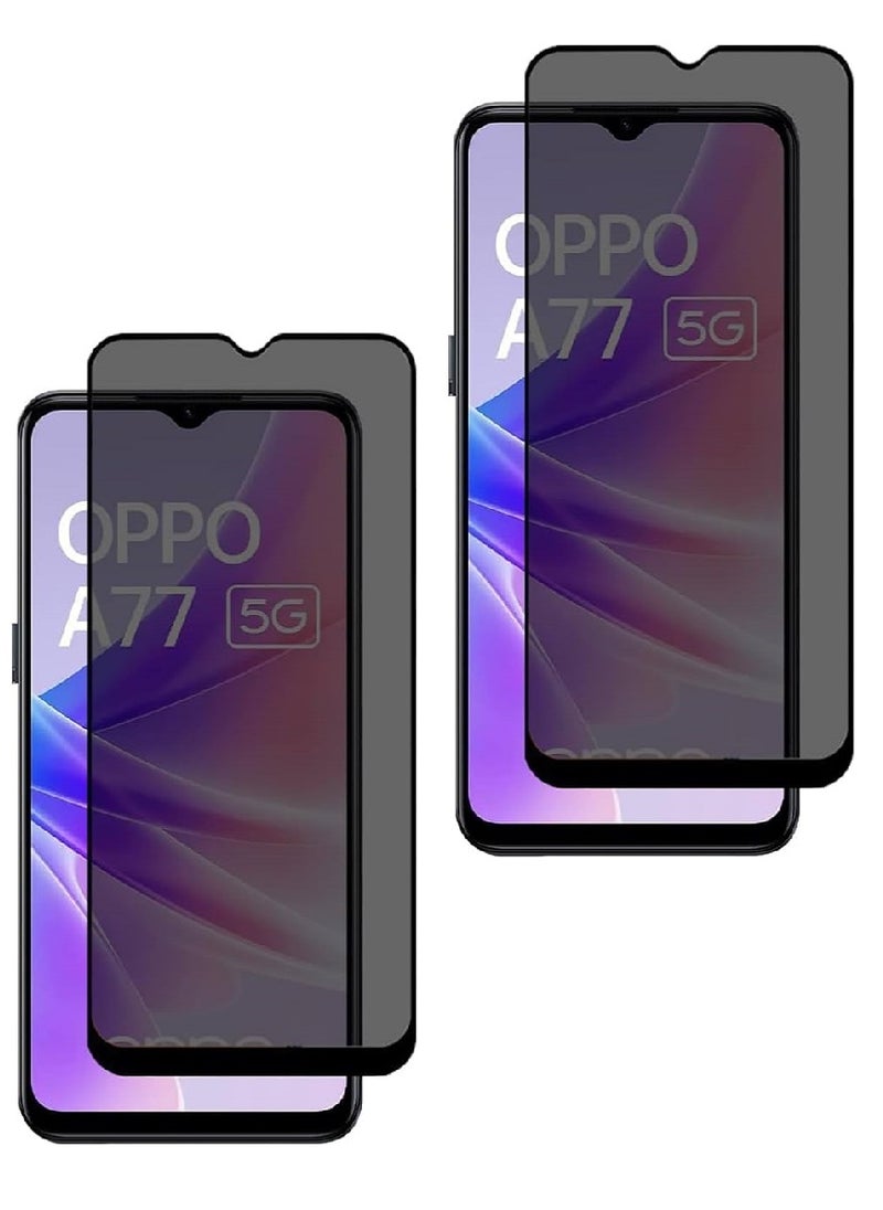 Super 2 Pieces Tempered Glass Screen Protector Anti-Spy Privacy  Designed For Oppo A77 5G Full Screen Coverage And Bubble Free - Image 1