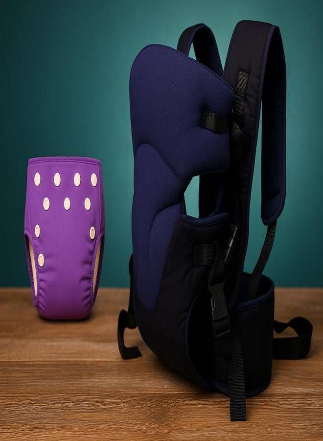 Laee cute Ergonomic Baby Carrier with Reusable Cloth Diaper Combo | Adjustable, Breathable, Washable | Ideal for Newborn to 3 Years | Soft & Comfortable Baby Essentials Set (Blue) - Image 1