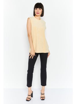 4th & Reckless Women Crew Neck Sleeveless Textured Tank Top, Beige  - Image 2