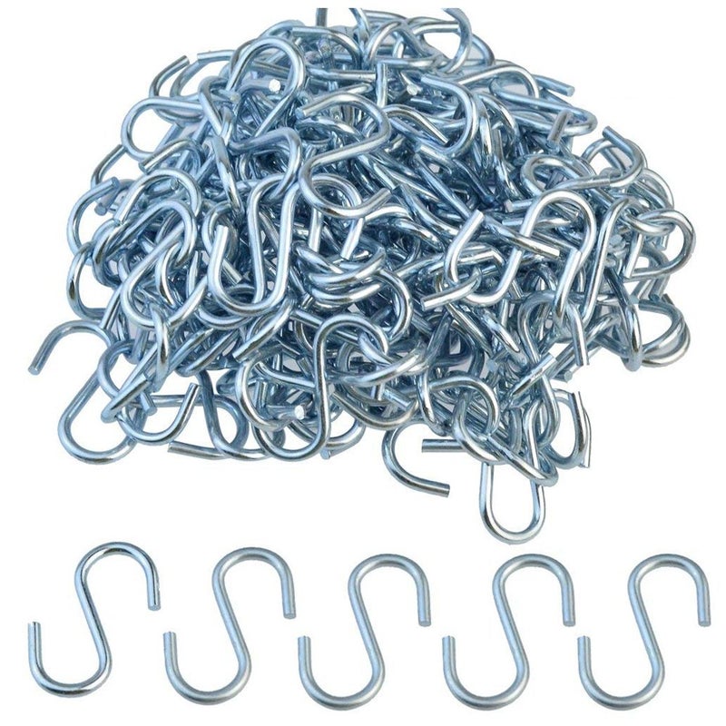 Nydotd 180 Pcs 1 Inch S Hook Connectors, Mini Metal S-Shaped Wire Hook Hangers Christmas Ornament Hooks for DIY Crafts, Hanging Jewelry, Key Chain Ring and Tags, Pet Name Tag, Wood Circles - Image 1