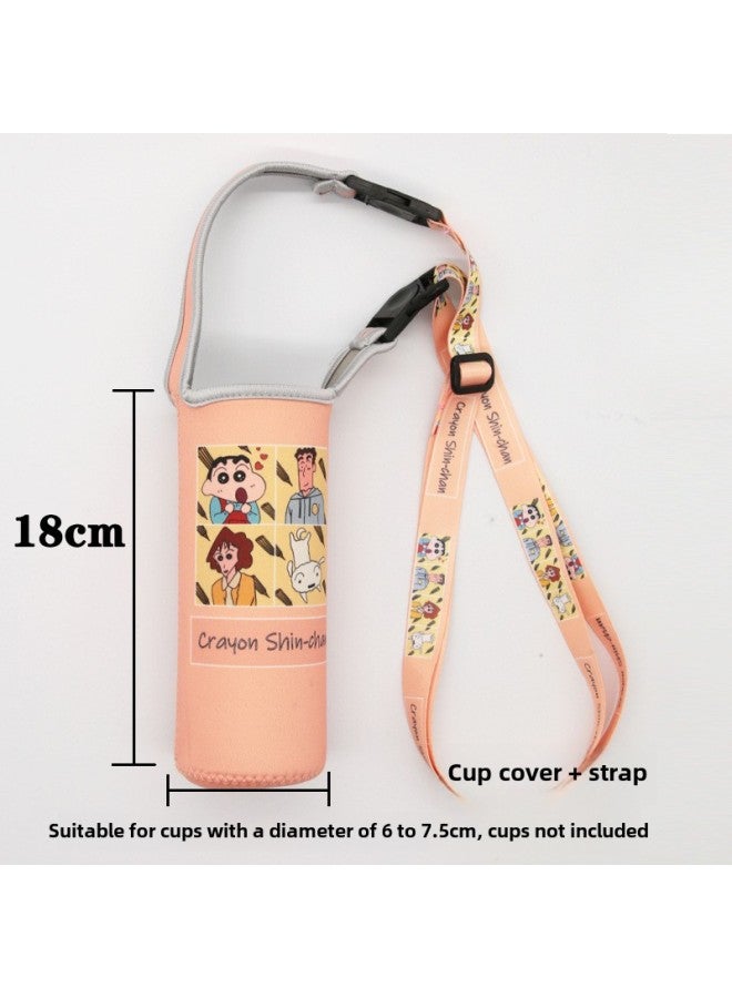 Universal Crossbody Strap Glass Cup Water Bottle Protective Sleeve Insulated Cover Anti-scalding Anti-fall Heat Insulation Bag-Color:Medium Crayon Shin-chan ]-Capacity:501-600ml - Image 1
