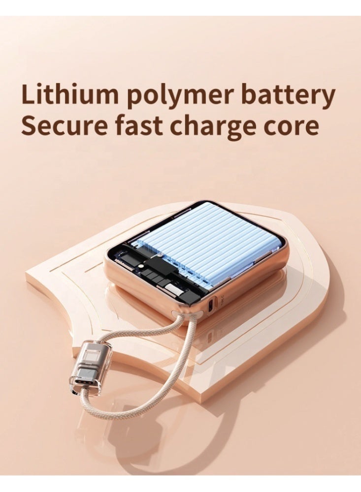 AVOO Small & Lightweight Portable Power Bank 10000mAh Fast Portable Charging PD with Dual Built-in Cables – ROSEGold Stylish Portable Battery for iPhone, Samsung & Android - Image 3