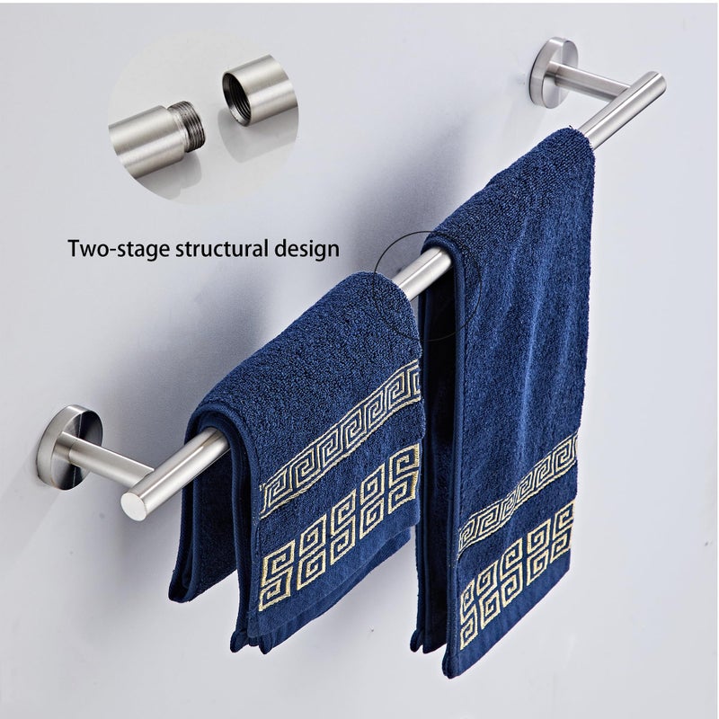 KUUBTH Brushed Nickel Bathroom Hardware Set 5 Piece with Towel Racks for Bathroom  SUS304 Stainless Steel Bath Towel Bar Set  24 Inch Wall Mounted Accessories Kit - Image 2