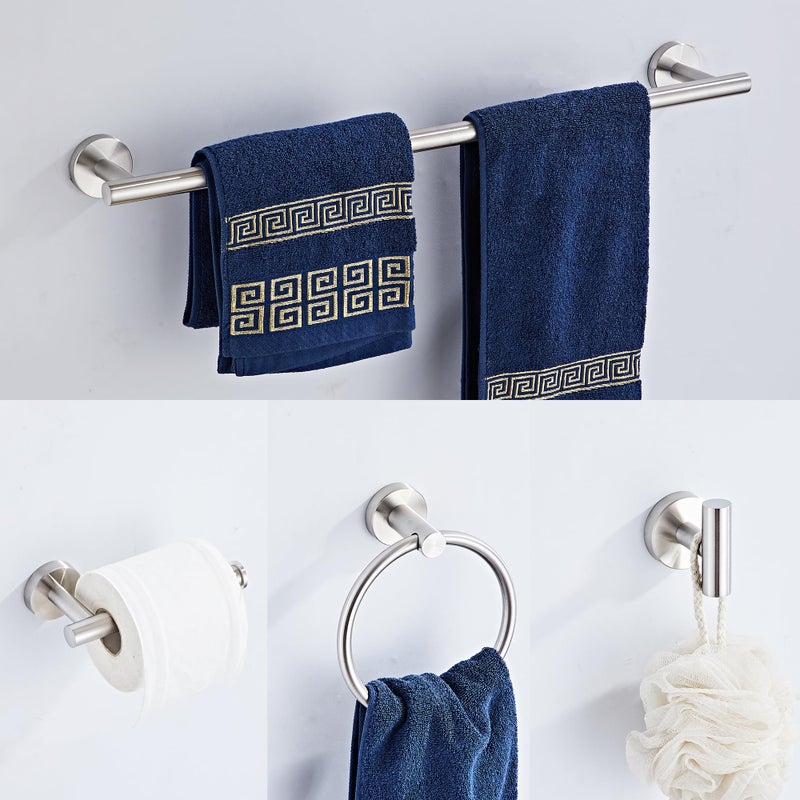 KUUBTH Brushed Nickel Bathroom Hardware Set 5 Piece with Towel Racks for Bathroom  SUS304 Stainless Steel Bath Towel Bar Set  24 Inch Wall Mounted Accessories Kit - Image 1