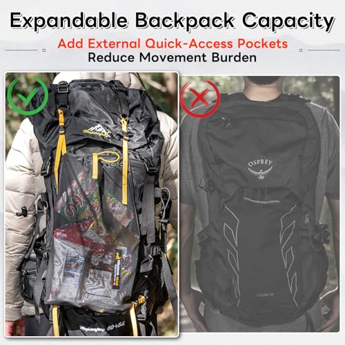 HIKEMAN Kangaroo Pocket for Backpack, Lightweight Breathable Front-Pocket Elastic Mesh Kangaroo Pouch, Place Wet Clothing/Rain Gear (Black) - Image 2