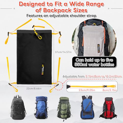 HIKEMAN Kangaroo Pocket for Backpack, Lightweight Breathable Front-Pocket Elastic Mesh Kangaroo Pouch, Place Wet Clothing/Rain Gear (Black) - Image 5