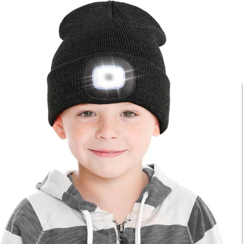 YunTuo Store LED Beanie for Kids, Unisex Rechargeable Headlamp Hat Winter Night Lighted Cap, Gifts for Kids Boys Girls - Image 1
