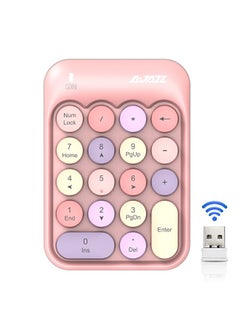 Wireless Numeric Keypad 18 Keys with 2.4G Mini Portable Silent Number Pad USB Receiver Financial Accounting Keyboard Extensions for Laptop Desktop PC Pro