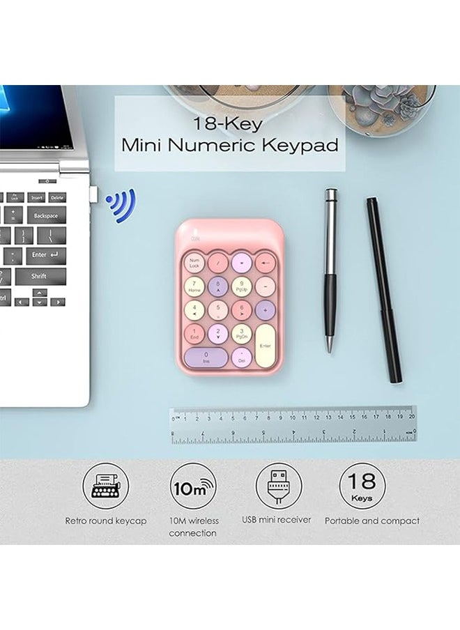 AOLION - Wireless Numeric Keypad 18 Keys with 2.4G Mini Portable Silent Number Pad USB Receiver Financial Accounting Keyboard Extensions for Laptop Desktop PC Pro - Image 1
