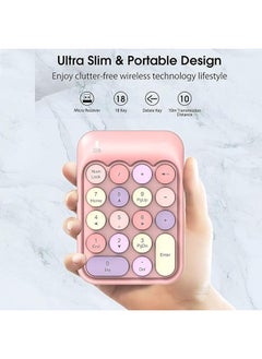 AOLION Wireless Numeric Keypad 18 Keys with 2.4G Mini Portable Silent Number Pad USB Receiver Financial Accounting Keyboard Extensions for Laptop Desktop PC Pro  - Image 4