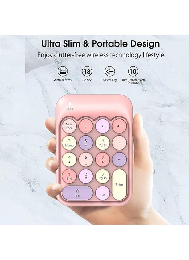 AOLION - Wireless Numeric Keypad 18 Keys with 2.4G Mini Portable Silent Number Pad USB Receiver Financial Accounting Keyboard Extensions for Laptop Desktop PC Pro - Image 1