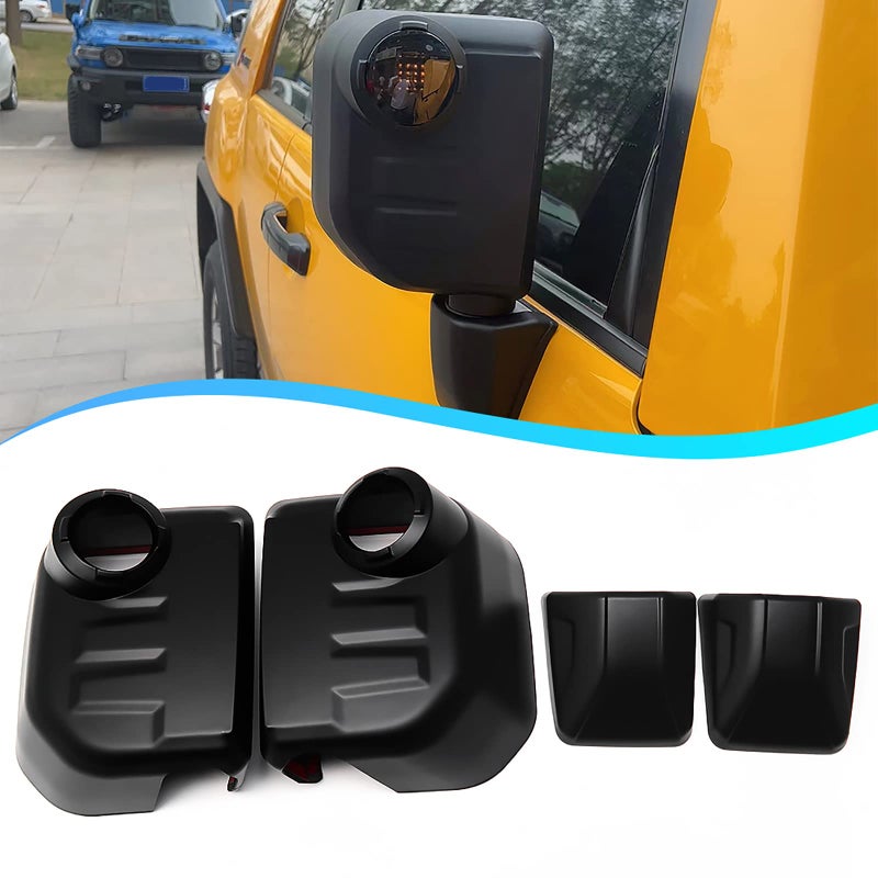 A Pair Black Car Mirror Caps for Toyota FJ Cruiser XJ10 TRD Off Road 2007 20082019 2020 2021 2022 FJ Side Rearview Cover Tape Installation