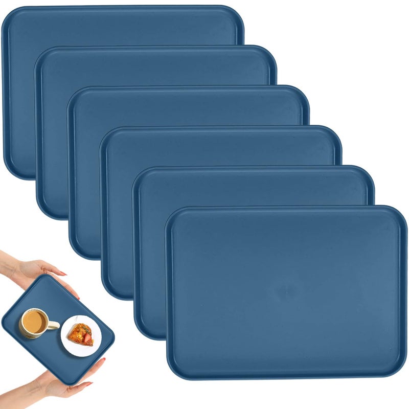 KESHU ENTERPRISE Multi-Function Rectangular Serving Tray | Lightweight, Dishwasher & Microwave Safe Plates | Fast Food Trays for Snacks, Fruit, Cooki, Dessert Dinner Plate (25+31CM) (Blue, Set of 6) - Image 1