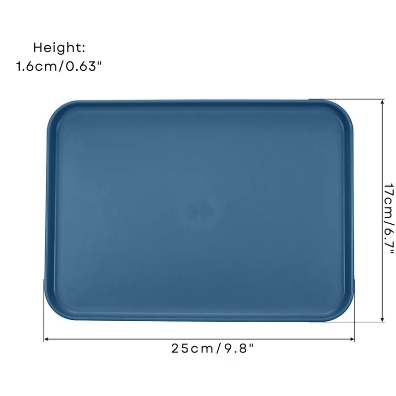 KESHU ENTERPRISE Multi-Function Rectangular Serving Tray | Lightweight, Dishwasher & Microwave Safe Plates | Fast Food Trays for Snacks, Fruit, Cooki, Dessert Dinner Plate (25+31CM) (Blue, Set of 6) - Image 2
