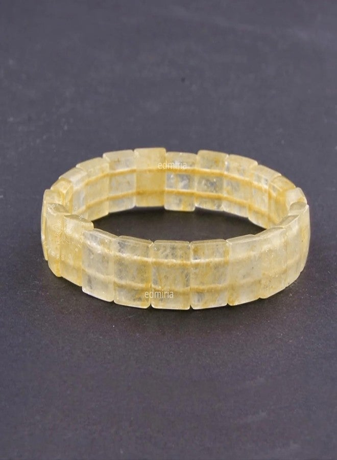EDMIRIA Natural Yellow Citrine Bracelet for Men and Women Financial Luck Stylish Original Sunela Crystal Stone Bracelets Reiki Healing Aura chakra (Rectangle) - Image 2