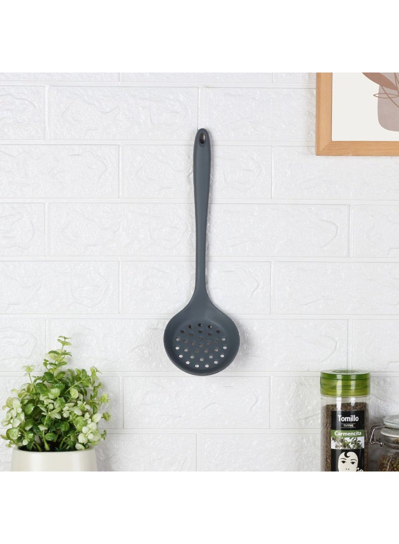 DANUBE HOME Chef's Delight Silicone Slotted Ladle – Heat Resistant Non-Stick Cooking Spoon for Draining, Serving & Stirring, Ergonomic Handle, Durable Kitchen Utensil L32.5XW10Cm  - Image 1