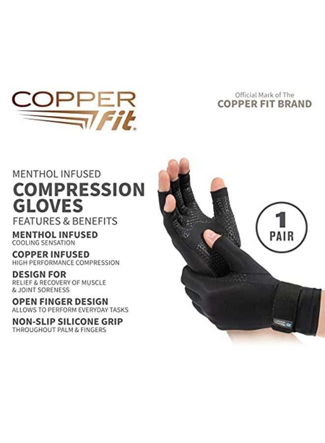 Copper Fit Copper Fit ICE Compression Gloves Infused with Menthol, Black, Large/X-Large  - Image 4
