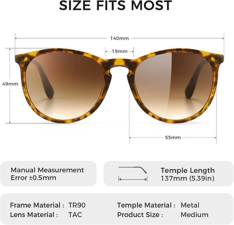 SUNGAIT Premium Vintage Round Sunglasses for Women Men Classic Retro Trendy Style - Image 5
