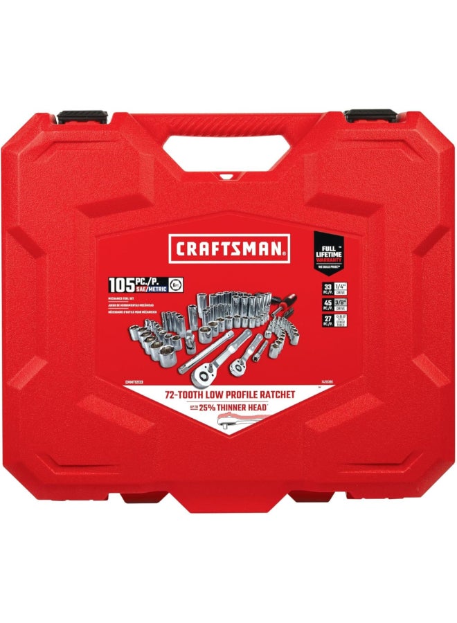 CRAFTSMAN 105-Piece SAE/Metric Mechanics Tool Set Multicolour 38.22 x 43.05 x 27.07 cm CMMT121 23Z - Image 3