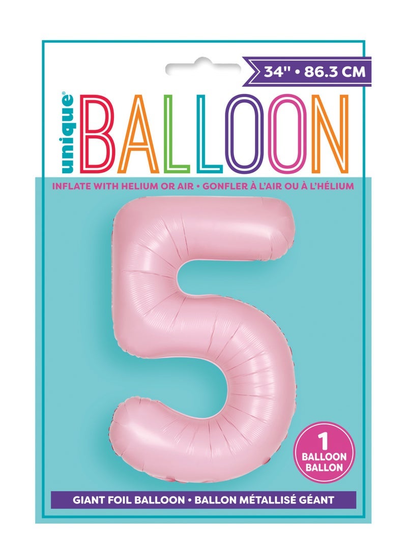 Unique 34" Matte lovely pink number 5 foil balloon - Image 2