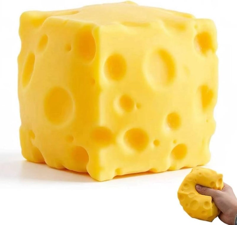 NYVIO Cheese Squishy Slow Rising Stress Relief Fidget Toy - 6cm Soft PU Cheese Block - Image 1