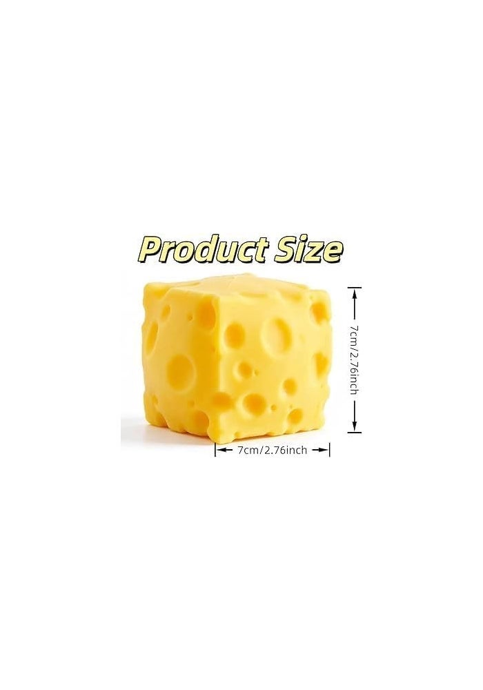 NYVIO Cheese Squishy Slow Rising Stress Relief Fidget Toy - 6cm Soft PU Cheese Block - Image 3