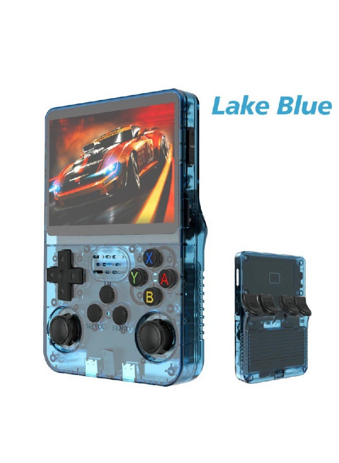 R36S Handheld Game Console, 3.5 Inch IPS Screen Open Source Linux System R36S Game Console, 64G TF Card 10+ Emulator Consola R36S with dual 3D joysticks for boys and girls Lake Blue