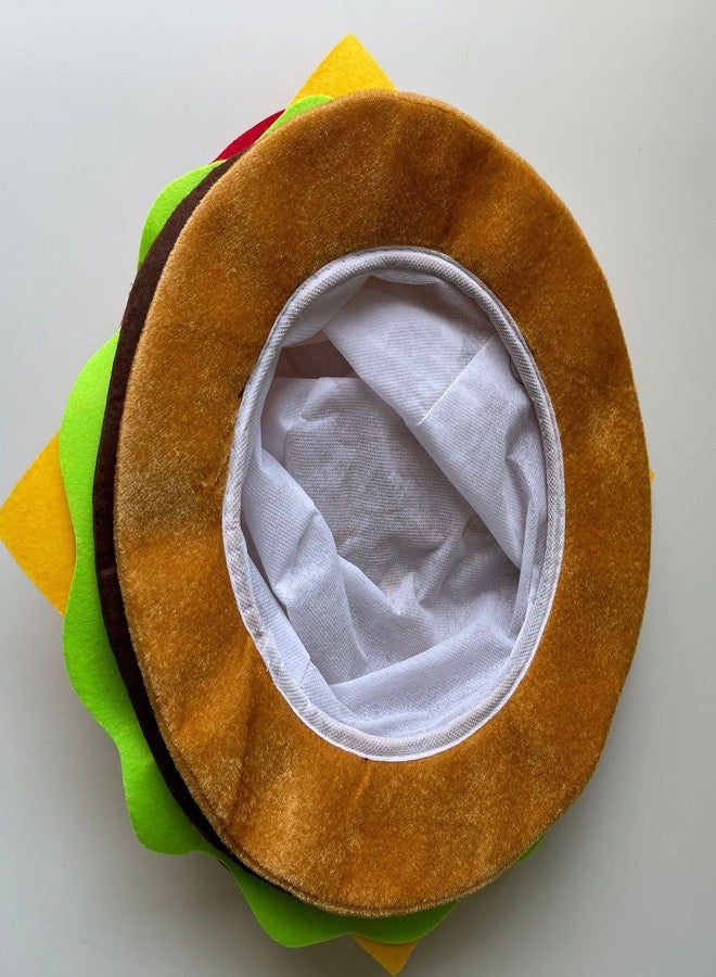 توب وون قبعة هامبرغر من توبون، قبعة تنكرية مضحكة على شكل برغر، قبعة مخملية على شكل تشيز برغر، قبعة طعام سريع، قبعة هالوين، قبعة لعب أدوار مجنونة، قبعات تنكرية للبالغين والمراهقين - هدية للحفلات - Image 3