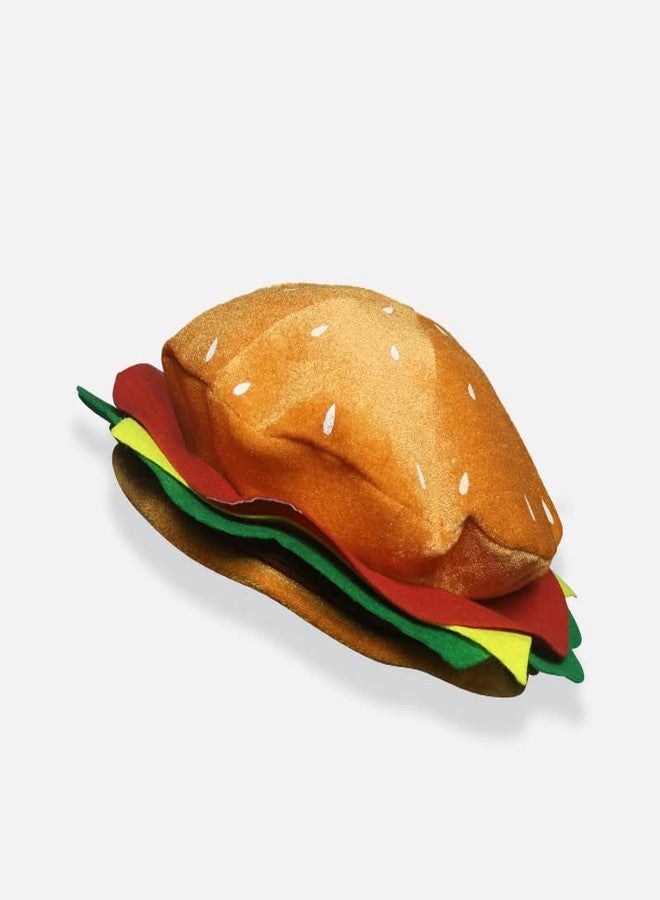 توب وون قبعة هامبرغر من توبون، قبعة تنكرية مضحكة على شكل برغر، قبعة مخملية على شكل تشيز برغر، قبعة طعام سريع، قبعة هالوين، قبعة لعب أدوار مجنونة، قبعات تنكرية للبالغين والمراهقين - هدية للحفلات - Image 2