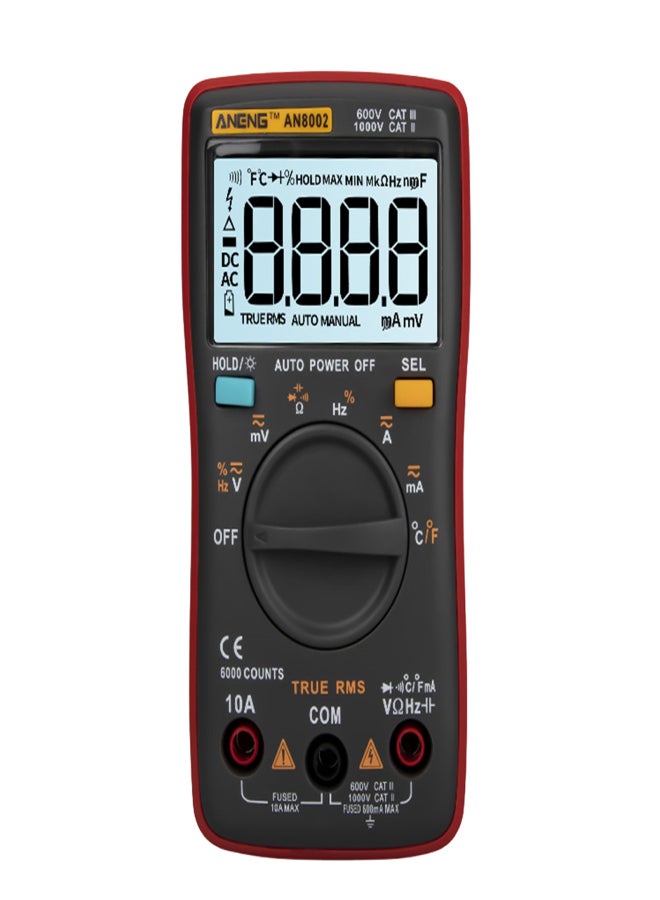 ANENG AN8002 6000 Counts True RMS Multifunctional Digital Multimeter Voltmeter Ammeter Handheld Mini Universal Meter High Accuracy Measure Temperature AC/DC Voltage AC/DC Current Resistance Capacitance Frequency Duty Cycle Diode Tester - Image 1