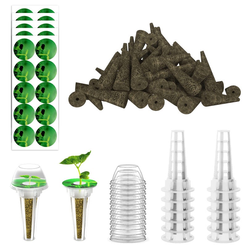 Haligo 124 pcs Seed Pod Kit for Aerogarden, Grow Anything Kit for Indoor Hydroponics Garden, Hydroponics Supplies with 50 Grow Sponges, 50 Pod Labels, 12 Baskets, 12 Planting Domes - Image 1
