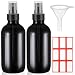 Fumete 2 Pack Glass Bottles 4oz Empty Refillable Liquid Containers with 1 Label 1 Funnel for Essential Oils Hair Travel Plants Cleaning Skin CareBlack Black TopMist Bottle - Image 2