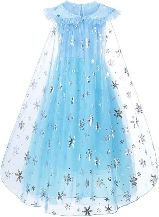 general Snow Queen Costumes Dress Girls Party Cosplay Girl Clothing Snow Queen Birthday Princess Dress Kids Costume Blue Costume With Accessory Set - Image 2