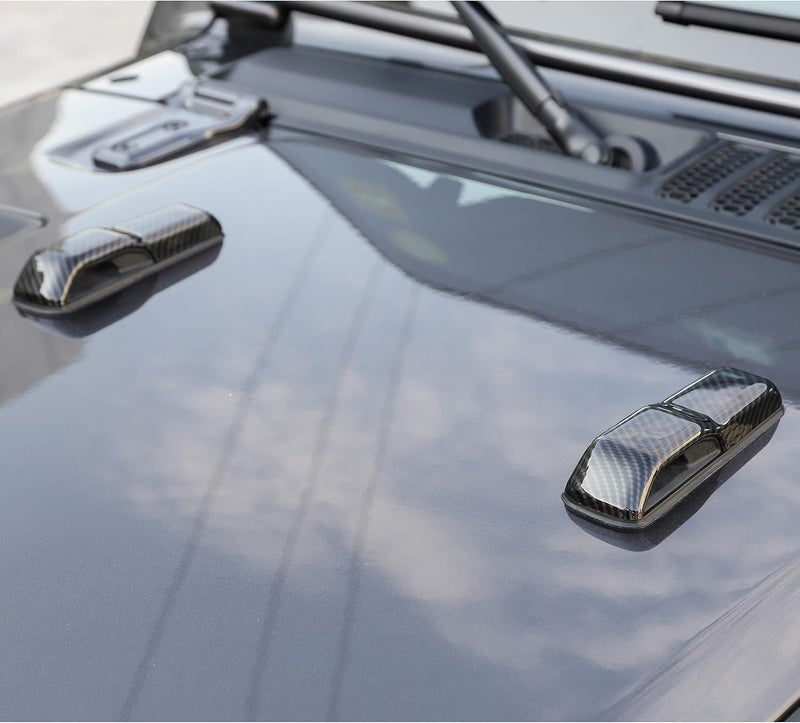 CheroCar JL Engine Hood Hinge Cover Decoration Cover Stickers Rec Exterior Accessories for Jeep Wrangler JL & Jeep Gladiator JT 2018-2025(Carbon Fiber Grain) - Image 4