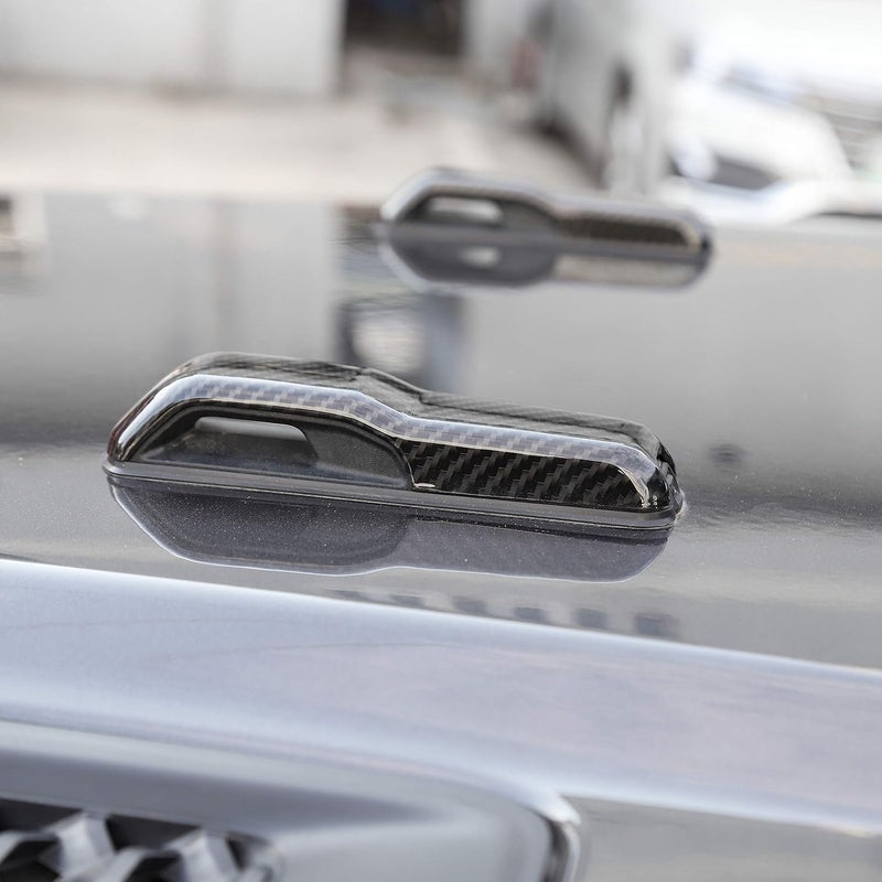 CheroCar JL Engine Hood Hinge Cover Decoration Cover Stickers Rec Exterior Accessories for Jeep Wrangler JL & Jeep Gladiator JT 2018-2025(Carbon Fiber Grain) - Image 2
