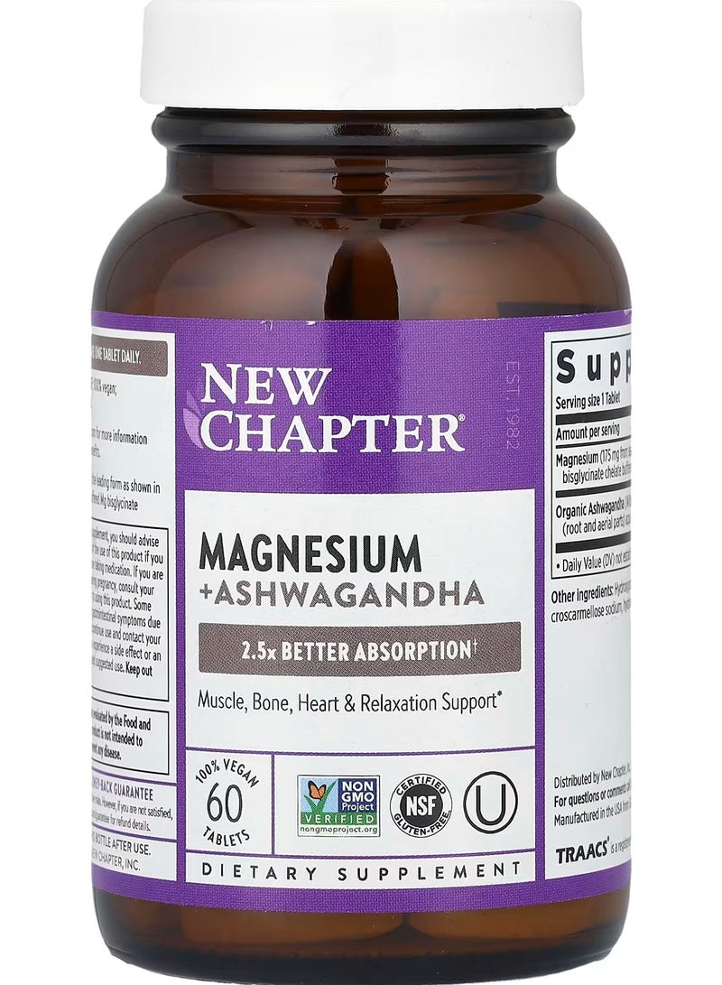 New Chapter Magnesium + Ashwagandha, 60 Vegan Tablets - Image 2