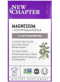 New Chapter Magnesium + Ashwagandha, 60 Vegan Tablets  - Image 1