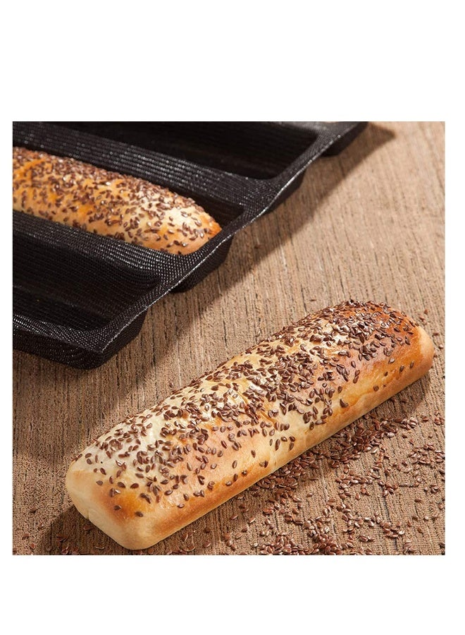 Nonstick Silicone Baguette Pan with Perforated Design for Perfectly Baked French Bread - 5 Slot Sandwich Mould and Baking Tray - Image 5